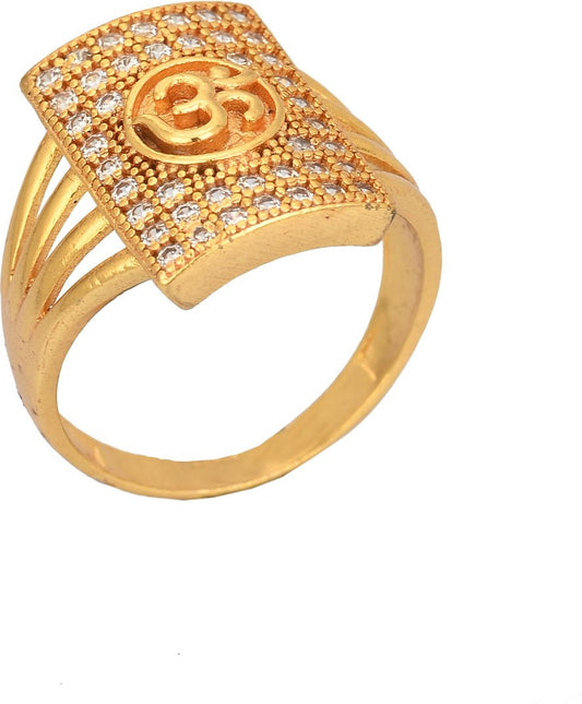 AanyaCentric Gold-Polished American Diamond Ad Ring for Boys & Man | Swadesiicart