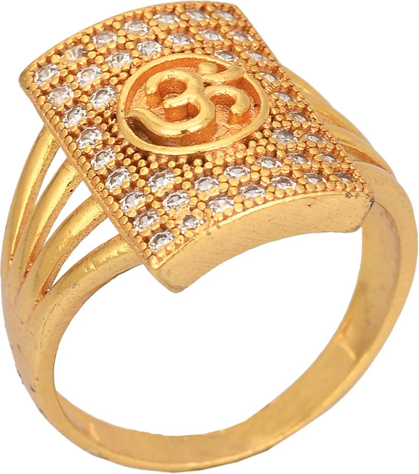 AanyaCentric Gold-Polished American Diamond Ad Ring for Boys & Man | Swadesiicart