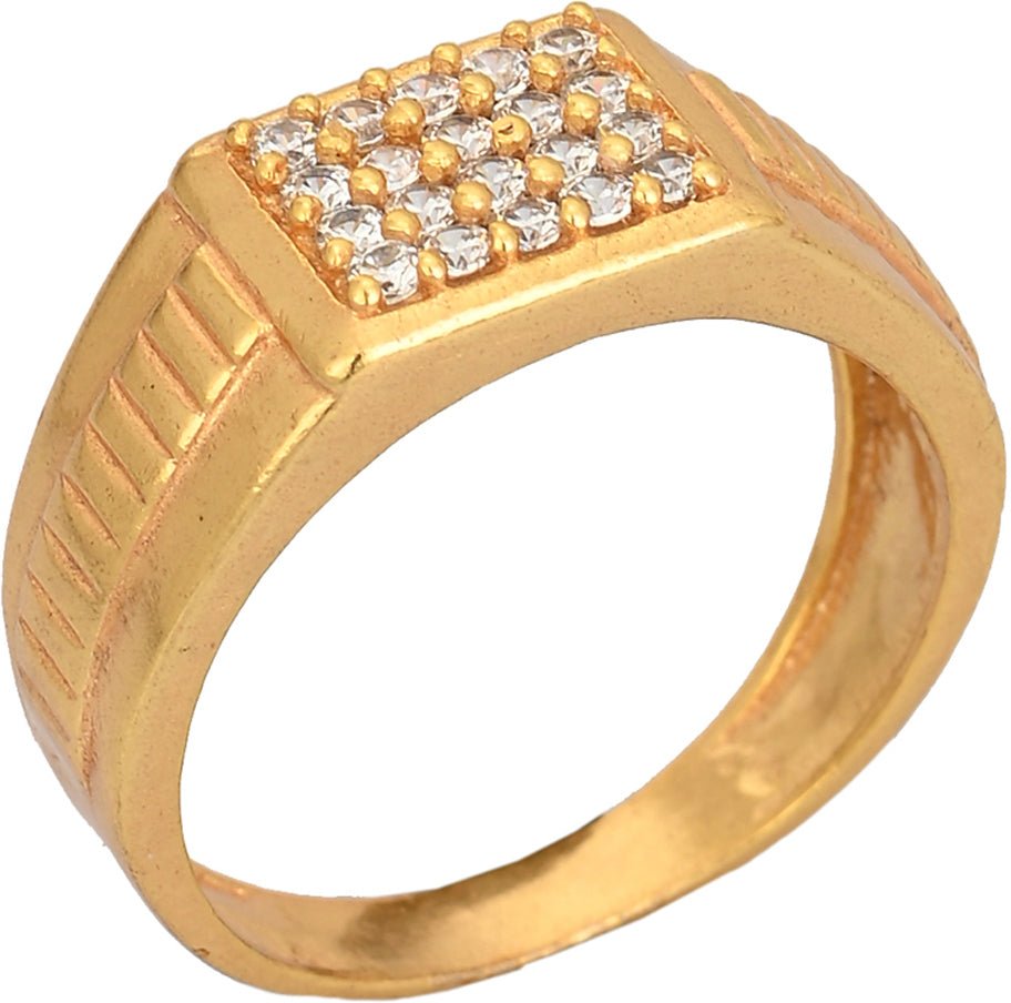 AanyaCentric Gold-Polished American Diamond Ad Ring for Boys & Man | Swadesiicart
