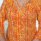 Miravan Womens Yellow Bandhani Printed Straight Kurti - Swadesiicart