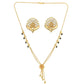 AanyaCentric Gold-Polished Short Mangalsutra Set with Earrings