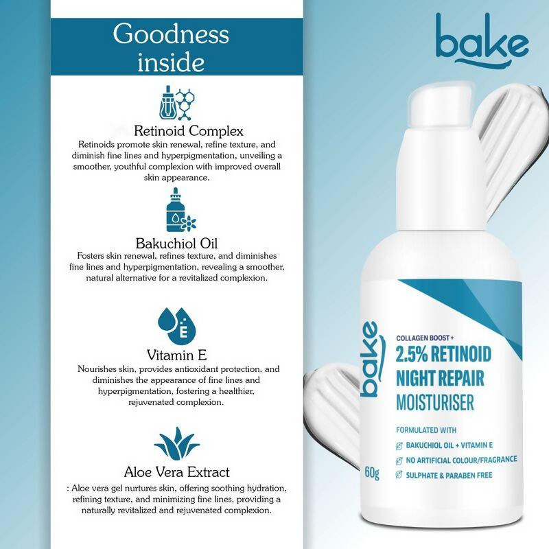 Bake 2.5% Retinol Night Repair moisturiser Cream | Swadesiicart