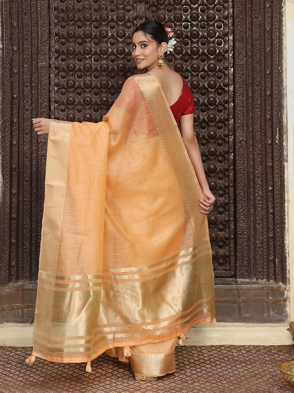 Shree Shyam Fashion Orange Cotton Saree