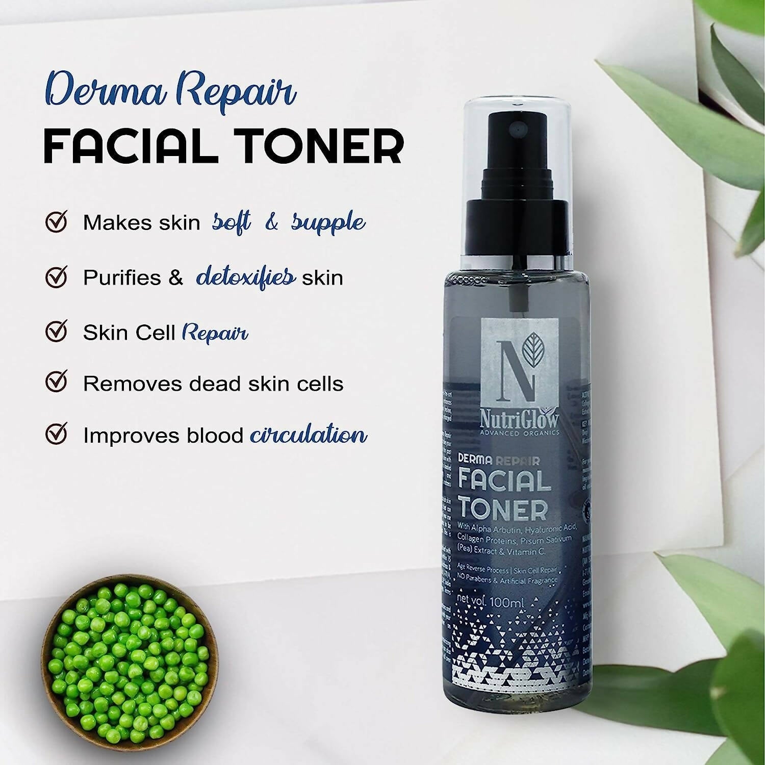 NutriGlow Advanced Organics Derma Repair Facial Toner - Swadesiicart