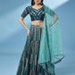 House of Panchhi Teal Pure Georgette Sequinse Work Lehenga & Blouse with Dupatta | Swadesiicart