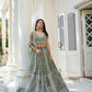 Aastha Fashion Dusty Green Butterfly Net White Cotton Thread Work And Sequence Work Embroidery Wedding Wear Lehenga Choli