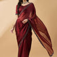 Brown Organza Swaroski Diamond Work Saree with Unstitched Blouse - Radha