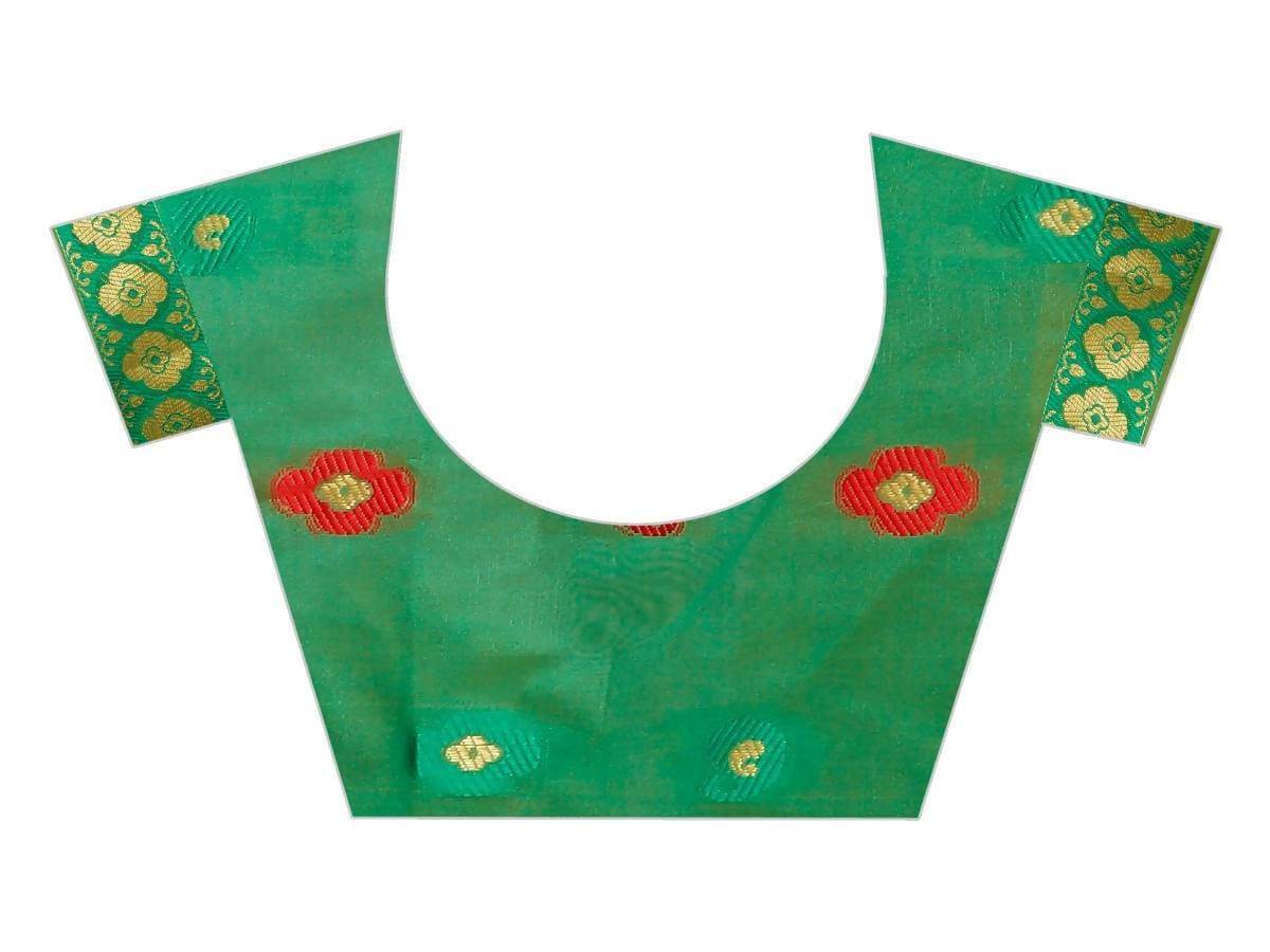 Vamika Banarasi Cotton Silk Peach Weaving Saree | Swadesiicart