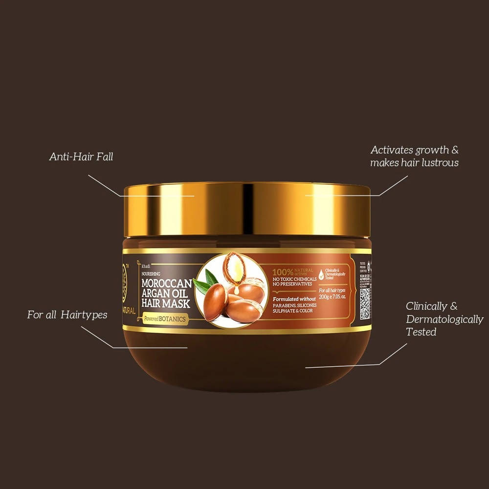Khadi Natural Moroccan Argan Oil Hair Mask – SLS, Paraben & Color-Free - 200gm