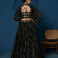 Black Sequence Work Georgette Crop Top Type Full Sleeve Lehenga Choli - Jihu Culture