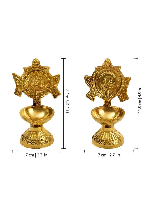 Spillbox 2 Pieces Brass Shangu Chakra Vilakku | Swadesiicart