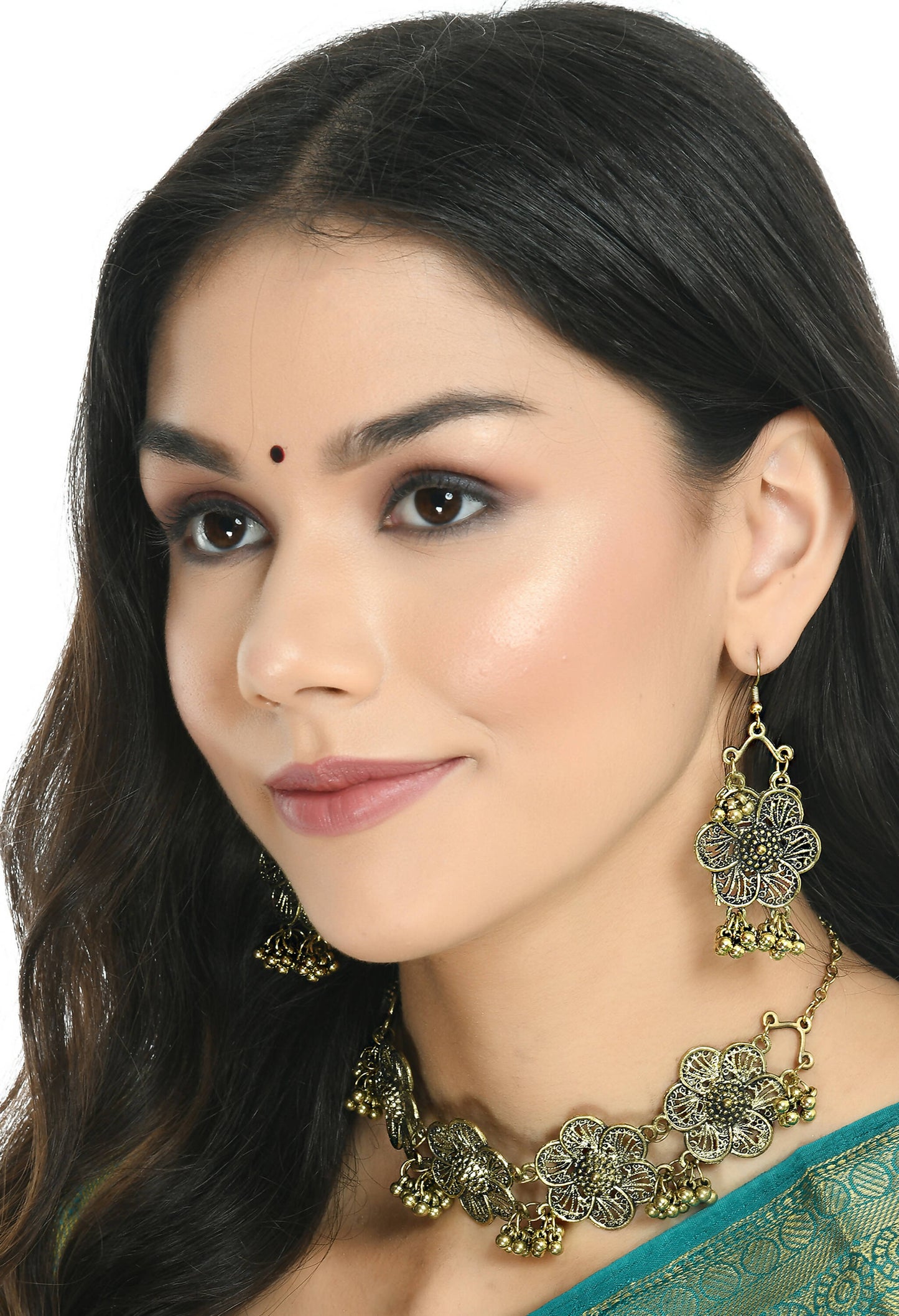 Mominos Fashion Johar Kamal Golden-Plated Brass Finish Floral Desgin Choker For Women | Swadesiicart