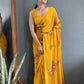 Aayaa Designer 1 min Hand Painted Ready to Wear saree - Mustard Yellow | Swadesiicart
