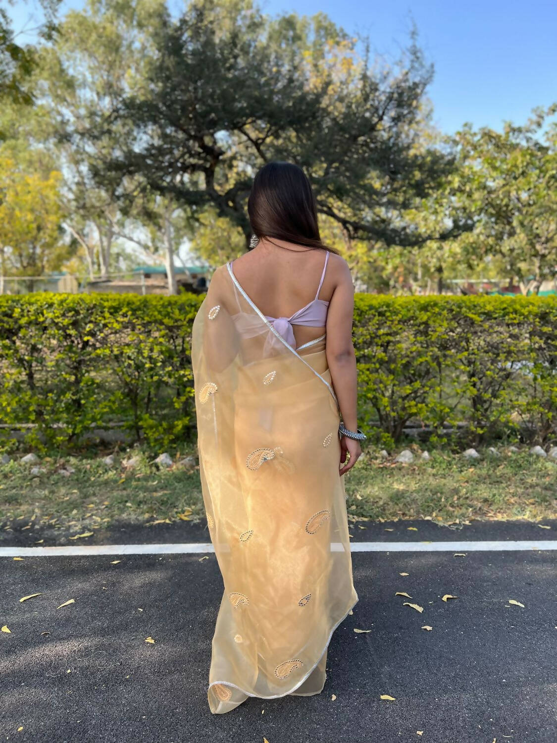 Vamsee Yellow Organza Saree - Swadesiicart