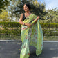 Vamsee Green Organza Saree - Swadesiicart