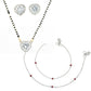 AanyaCentric Gold-Polished Mangalsutra Pendant Earring Set & Silver Plated Anklet