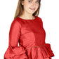Aastha Fashion Women's Red Art Silk Bell Sleeves attire with Poly Cotton Lining Blouse