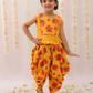 Lil Drama Genda Phool Mustard Crop Top and Dhoti Set For Girls | Swadesiicart