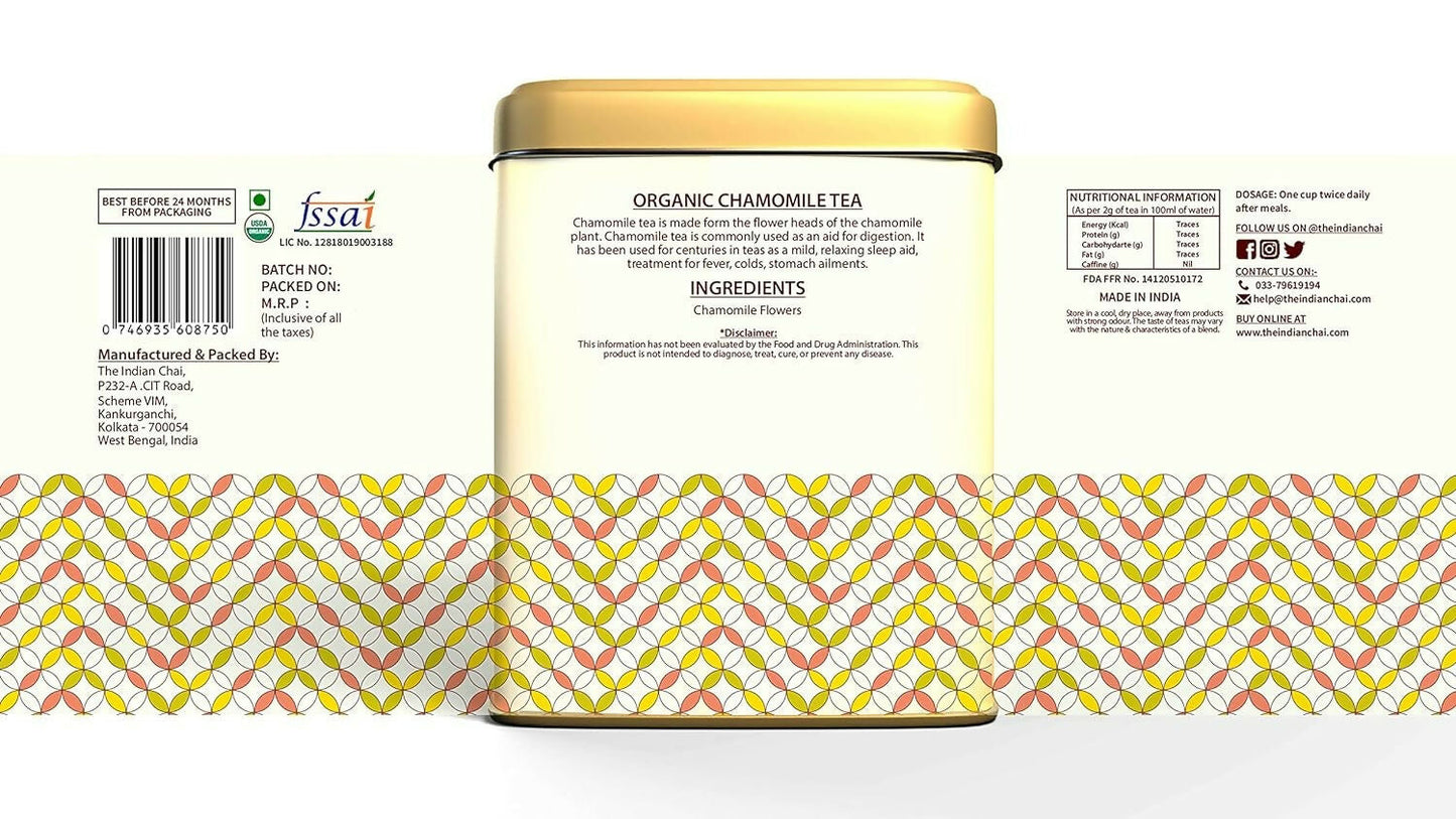 The Indian Chai - Organic Chamomile Tea 30 Pyramid Tea Bags | Swadesiicart