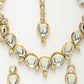 NVR Women's Gold Kundan-Studded Necklace and Earrings with Mang Tikka - Swadesiicart