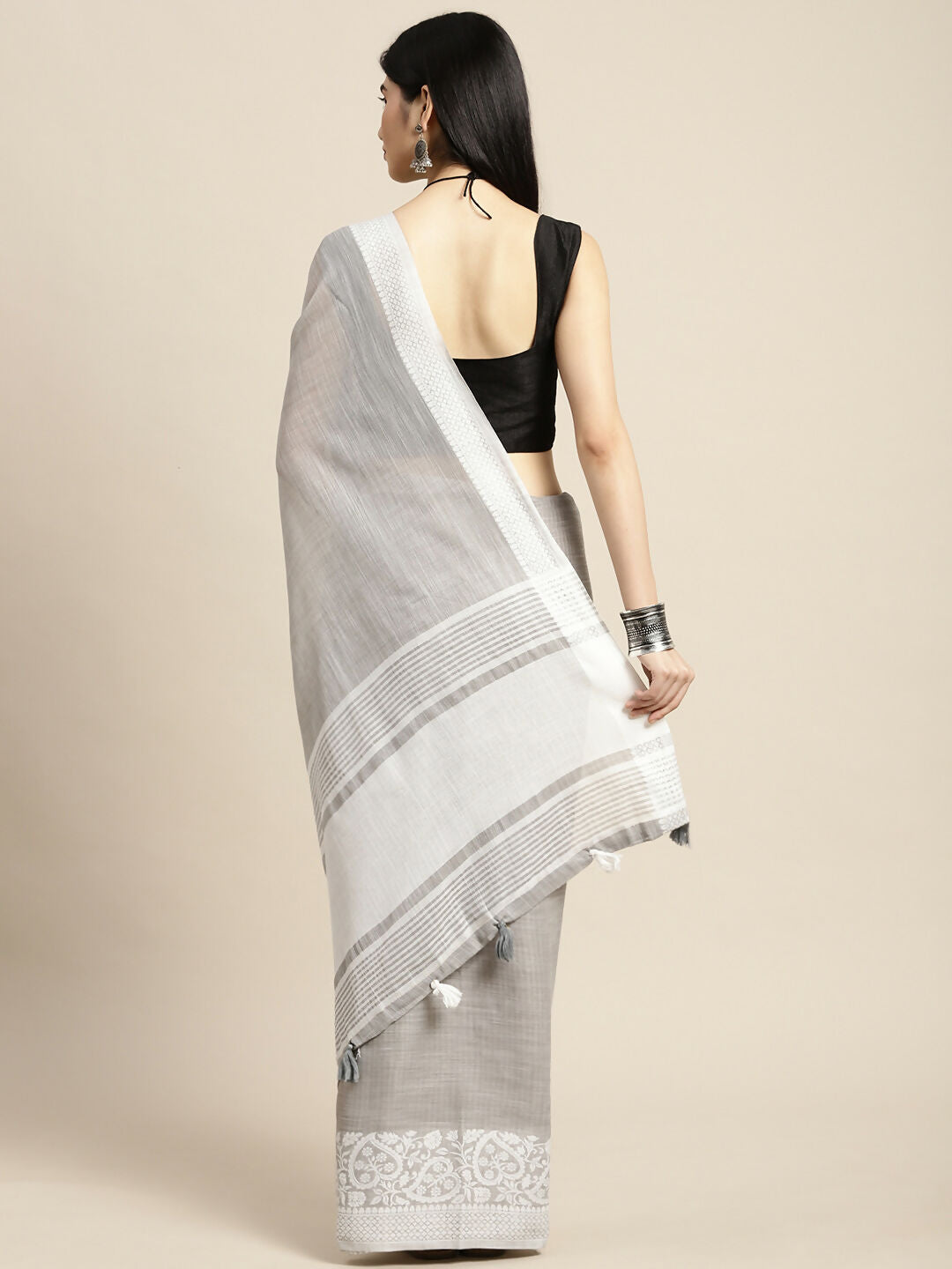 Shree Shyam Fashion Linen Grey Saree