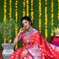 Jyoti Fashion Women's Red Soft Handloom Silk Zari Woven Saree with Blouse | Swadesiicart