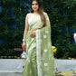 Vamsee Cotton Kerry Green Organza Saree - Swadesiicart
