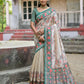 Vishnu Weaves Women's Green Soft Tussar Silk Small Zari Woven Border Saree with Blouse - Swadesiicart