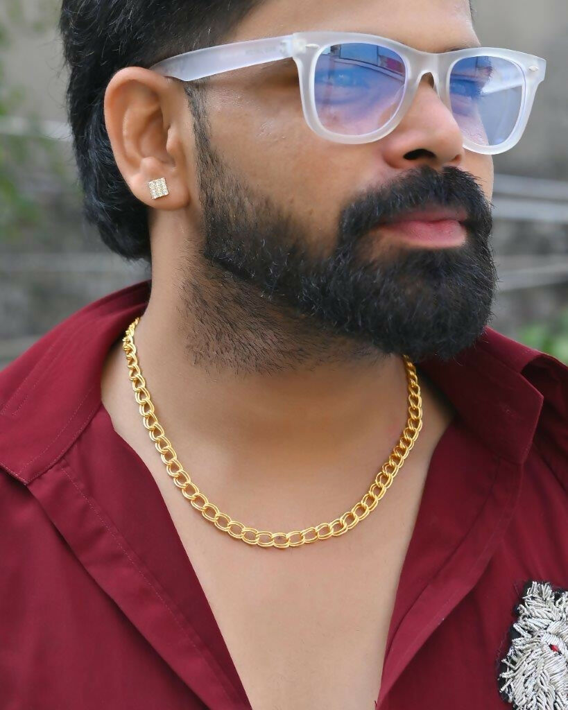VOJ Gold-Polished Designer Circular Chain For Men | Swadesiicart