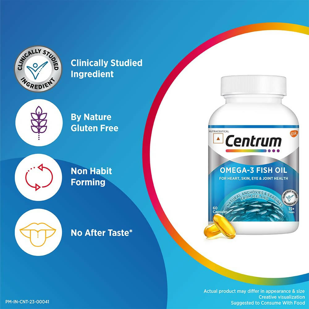 Centrum Omega-3 Fish Oil Capsules for 13 + Years - Swadesiicart