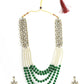 Mominos Fashion Johar Kamal Gold-Polished Rani Haar with Green and Off white Pearls Jewellery Set - Swadesiicart