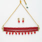 NVR Women's Red Artificial Beads Layered Necklace with Drop Earring - Swadesiicart