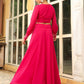 Janasya Pink Georgette Embroidered Top & Skirt | Swadesiicart