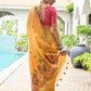 Vishnu Weaves Women's Yellow Muga Cotton Thread Weaving Saree with Blouse - Swadesiicart