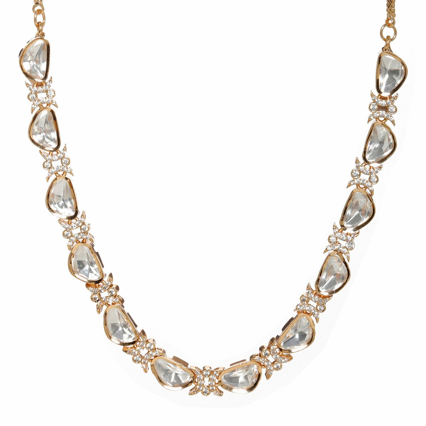 Kundan and Daimond Neckpiece (Gold) - Ruby Raang | Swadesiicart