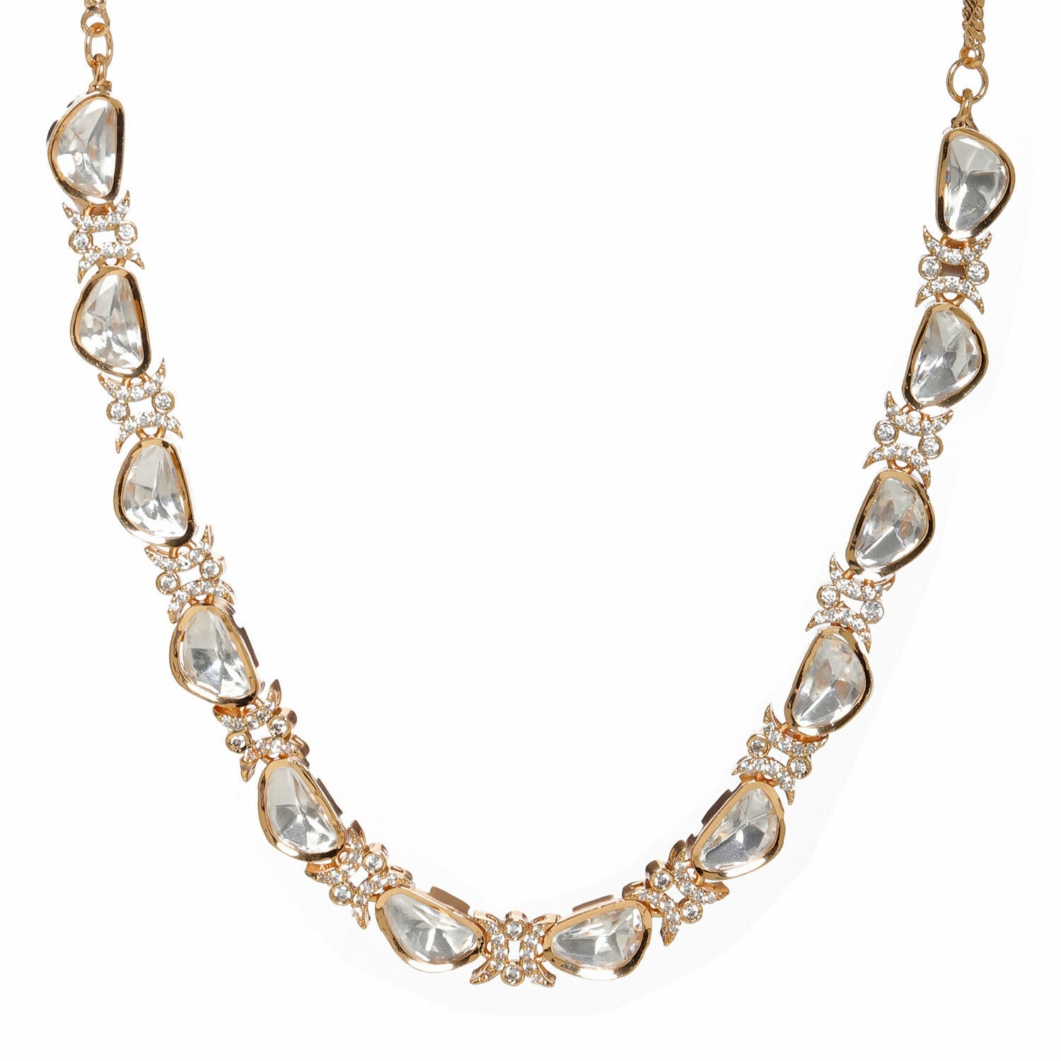 Kundan and Daimond Neckpiece (Gold) - Ruby Raang | Swadesiicart