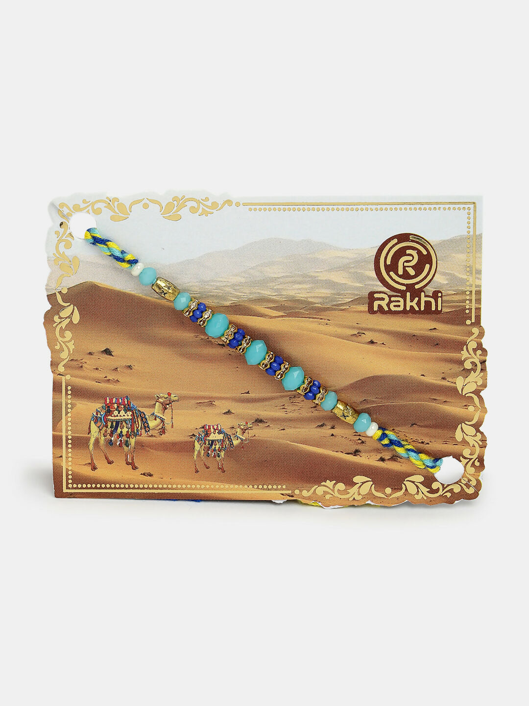 NVR Women & Men Set of 4 Blue Evil Eye Charm Rakhi With Roli Chawal | Swadesiicart