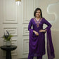 The52 Purple Women's Gorgeous Vichitra Fabric Embroidered Work Straight Kurta Pant and Dupatta Set - Swadesiicart