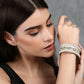 Joban Fashion Women White Beads Style Silver Tone Bangle | Swadesiicart