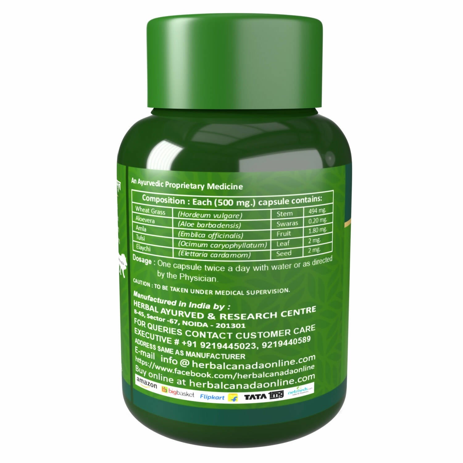 Herbal Canada Wheat Grass Capsules - Swadesiicart