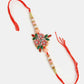 NVR Men Pink Floral Shape Stone-Studdded & Beaded Rakhi With Roli Chawal | Swadesiicart
