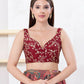 Joban Fashion Maroon Mulberry Silk Sleeveless Back Open Blouse - Swadesiicart