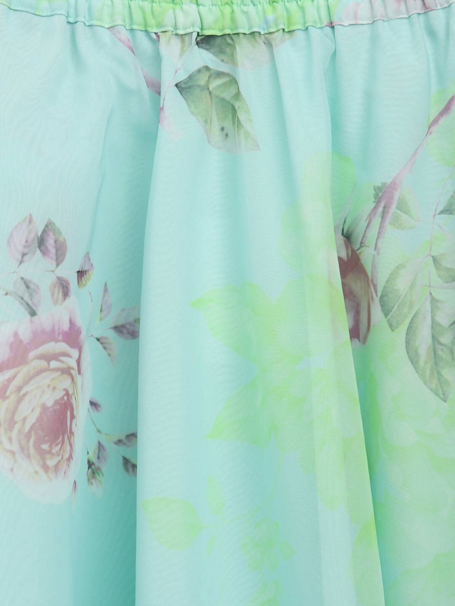 Ahalyaa Aqua Blue Organza Printed Lehenga Choli For Kids For Girls | Swadesiicart