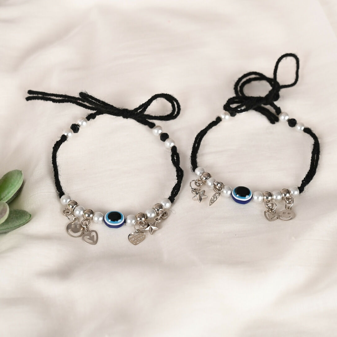 NVR Women Set of 2 Evil Eye Adjustable Anklet | Swadesiicart