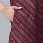 Ahalyaa Wine Crepe Glitter Print Kurta with Sharara and dupatta Set | Swadesiicart