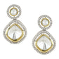 Clear Stone Kundan Earrings with Diamond Detailing- Ruby Raang | Swadesiicart