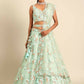 House of Panchhi Sea Green Net Sequins and Zarkan embroidery Lehenga choli & Dupatta | Swadesiicart
