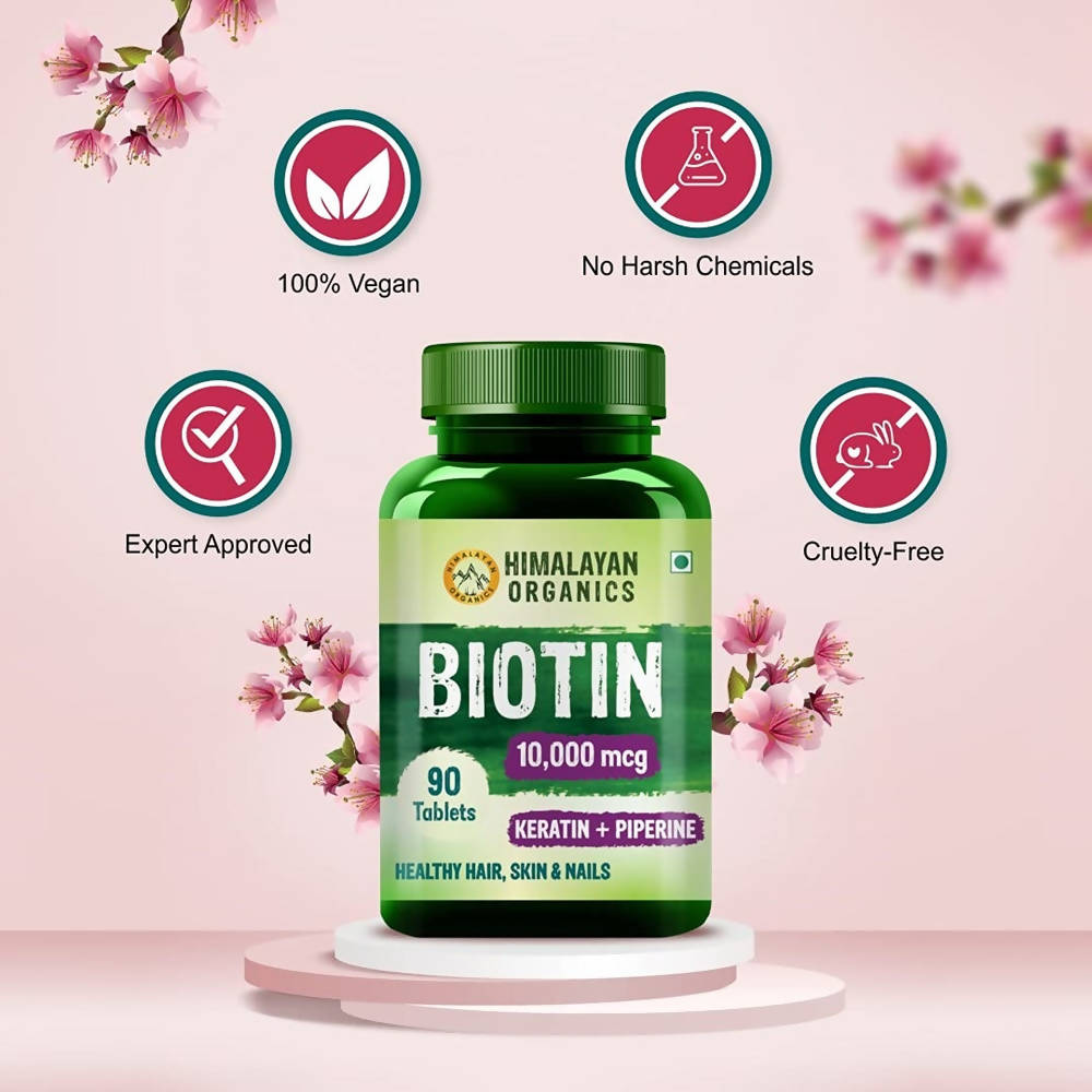 Himalayan Organics Biotin 10000 Mcg with Keratin + Piperine Tablets | Swadesiicart