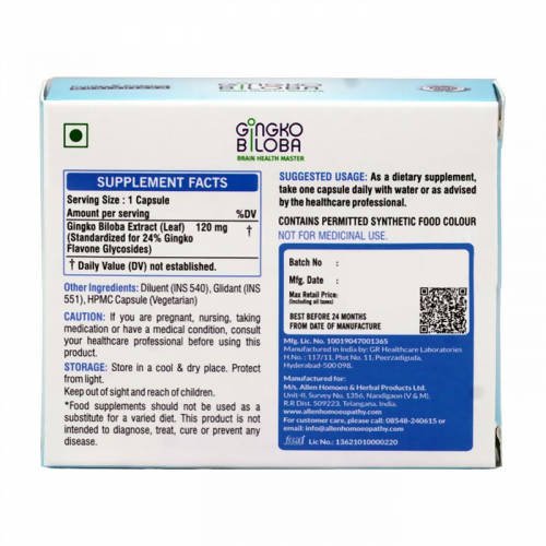 Allen Homeopathy Gingko Biloba Capsules | Swadesiicart