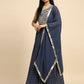 Dark Grey Georgette Embroidered Lehenga choli with Dupatta - Dhara | Swadesiicart